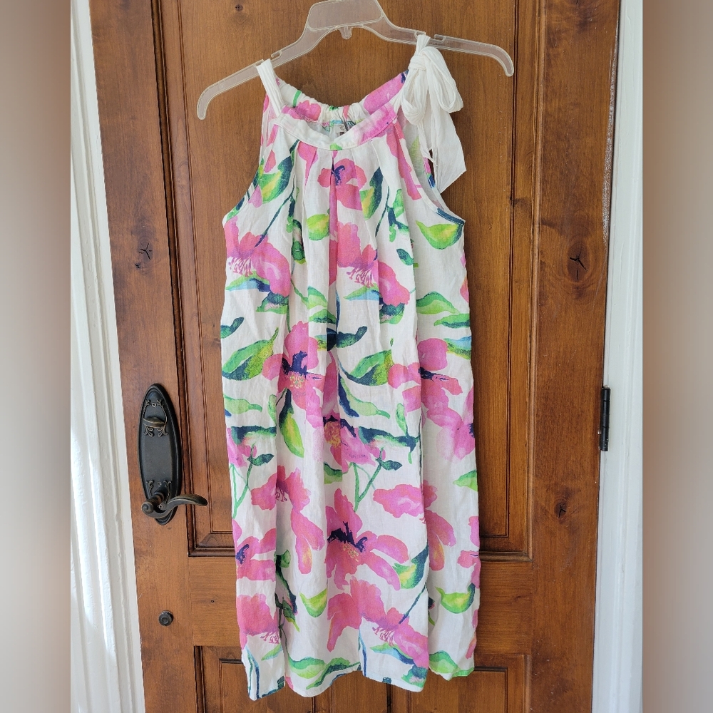 Bellambia Floral Pink and Green Women's Dress Made in Italy